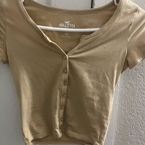 Hollister Women's Beige Button-Up Top